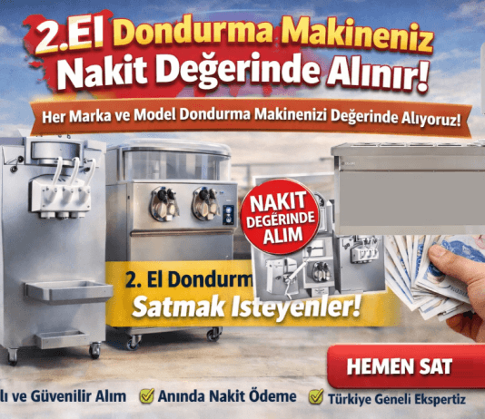 İkinci El Dondurma Makineleri, Dondurma Reyonu ve Süt Kaynatma Kazanı Alınır